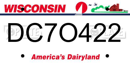 DC7O422 Wisconsin License Plate