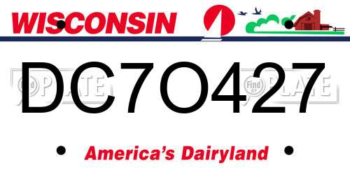 DC7O427 Wisconsin License Plate