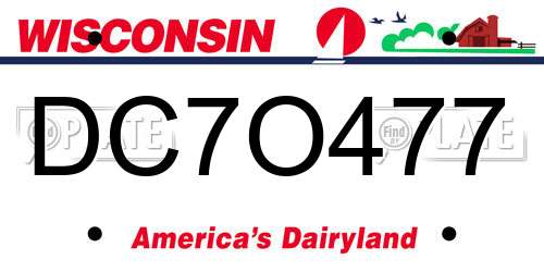 DC7O477 Wisconsin License Plate