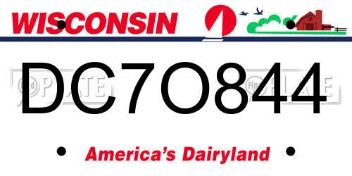 DC7O844 Wisconsin License Plate