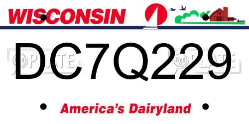 DC7Q229 Wisconsin License Plate