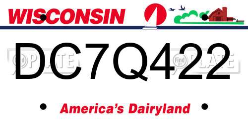 DC7Q422 Wisconsin License Plate