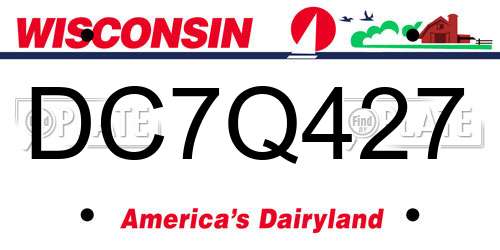 DC7Q427 Wisconsin License Plate