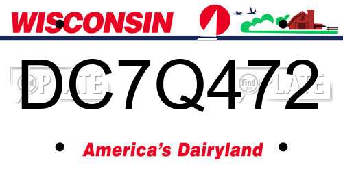 DC7Q472 Wisconsin License Plate