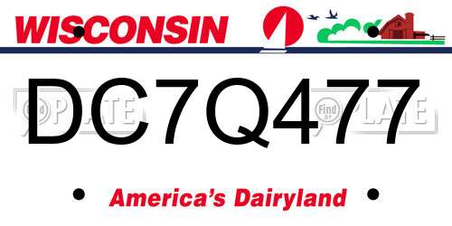 DC7Q477 Wisconsin License Plate