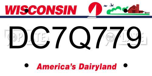 DC7Q779 Wisconsin License Plate