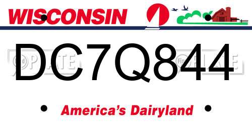 DC7Q844 Wisconsin License Plate