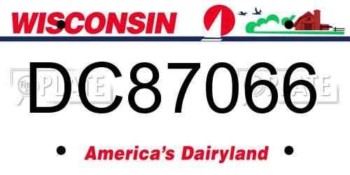 DC87066 Wisconsin License Plate