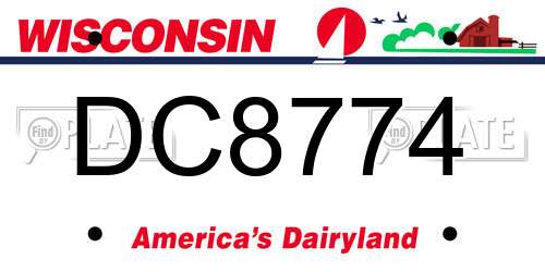 DC8774 Wisconsin License Plate
