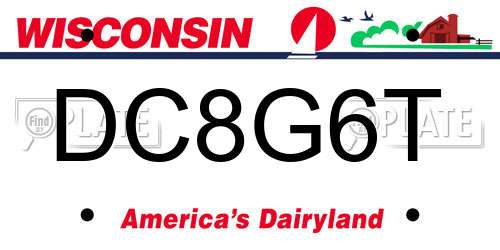 DC8G6T Wisconsin License Plate