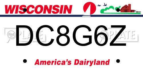 DC8G6Z Wisconsin License Plate