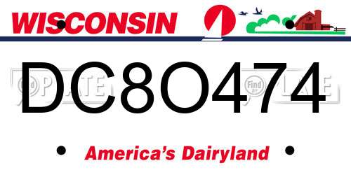 DC8O474 Wisconsin License Plate