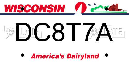DC8T7A Wisconsin License Plate
