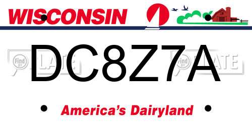 DC8Z7A Wisconsin License Plate