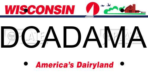 DCADAMA Wisconsin License Plate