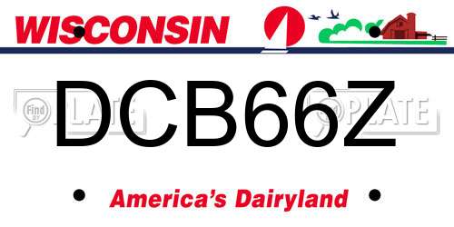 DCB66Z Wisconsin License Plate
