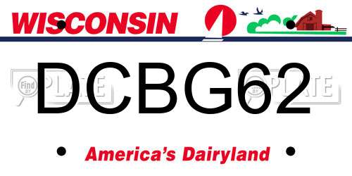 DCBG62 Wisconsin License Plate