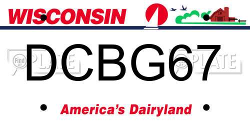 DCBG67 Wisconsin License Plate