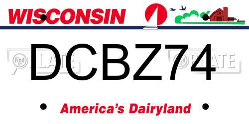 DCBZ74 Wisconsin License Plate