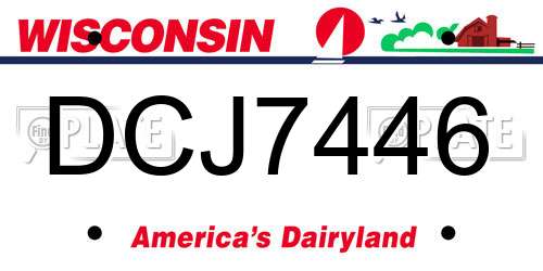 DCJ7446 Wisconsin License Plate