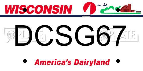 DCSG67 Wisconsin License Plate
