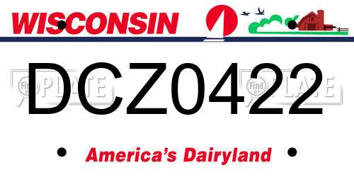 DCZ0422 Wisconsin License Plate