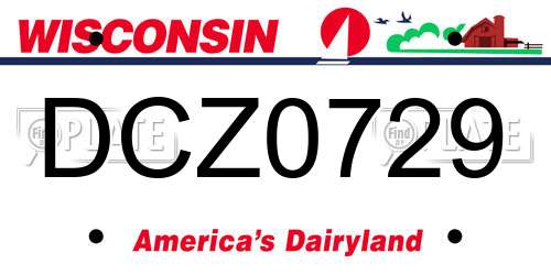 DCZ0729 Wisconsin License Plate