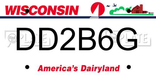 DD2B6G Wisconsin License Plate