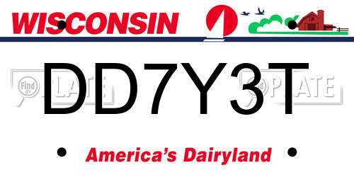 DD7Y3T Wisconsin License Plate