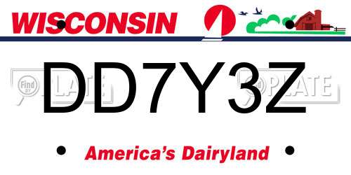 DD7Y3Z Wisconsin License Plate
