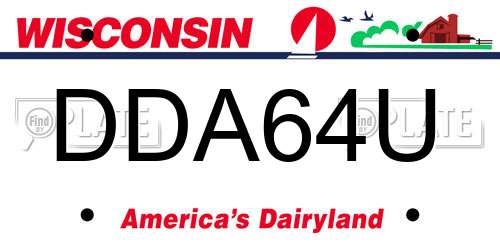 DDA64U Wisconsin License Plate