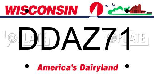 DDAZ71 Wisconsin License Plate