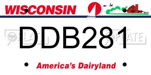 DDB281 Wisconsin License Plate