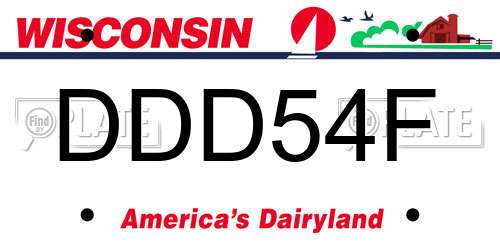 DDD54F Wisconsin License Plate