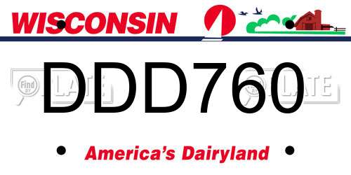 DDD760 Wisconsin License Plate