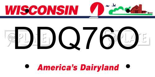 DDQ76O Wisconsin License Plate