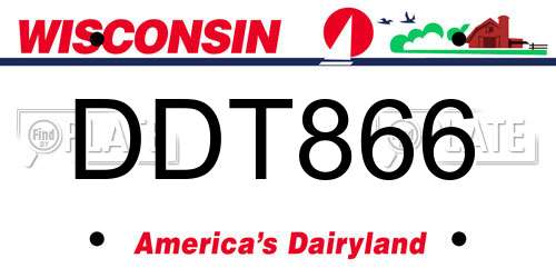 DDT866 Wisconsin License Plate