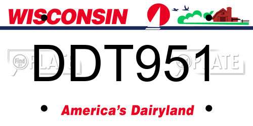DDT951 Wisconsin License Plate