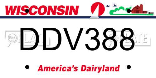 DDV388 Wisconsin License Plate