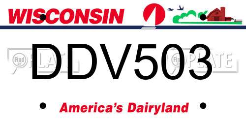 DDV503 Wisconsin License Plate
