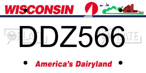 DDZ566 Wisconsin License Plate