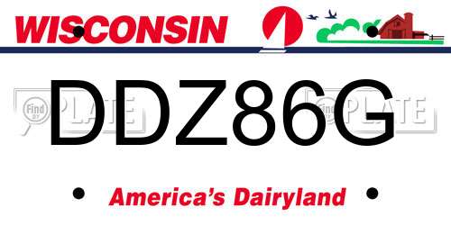 DDZ86G Wisconsin License Plate