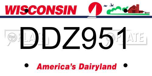 DDZ951 Wisconsin License Plate