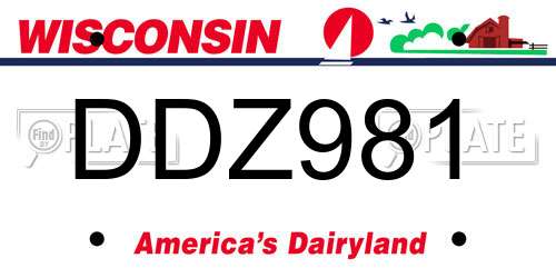 DDZ981 Wisconsin License Plate