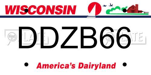 DDZB66 Wisconsin License Plate