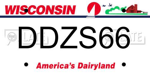DDZS66 Wisconsin License Plate