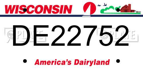 DE22752 Wisconsin License Plate