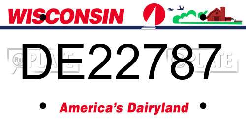 DE22787 Wisconsin License Plate