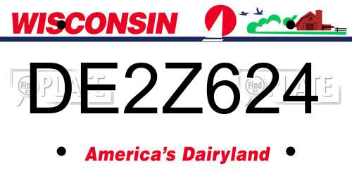 DE2Z624 Wisconsin License Plate