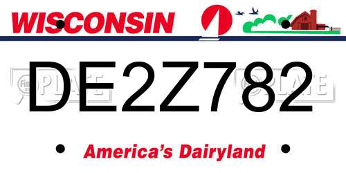 DE2Z782 Wisconsin License Plate